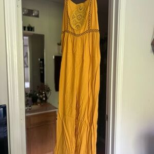 Yellow Lace Detail Maxi Jumpsuit